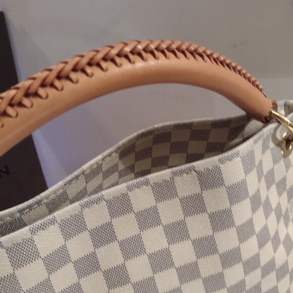 Louis Vuitton Checkered Handbag - Gray and Tan - Picture 12 of 16